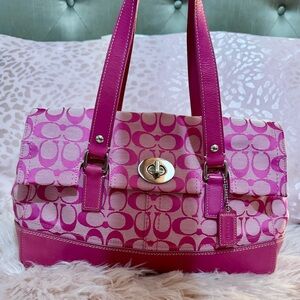 Pink Coach Signature Hampton Bag